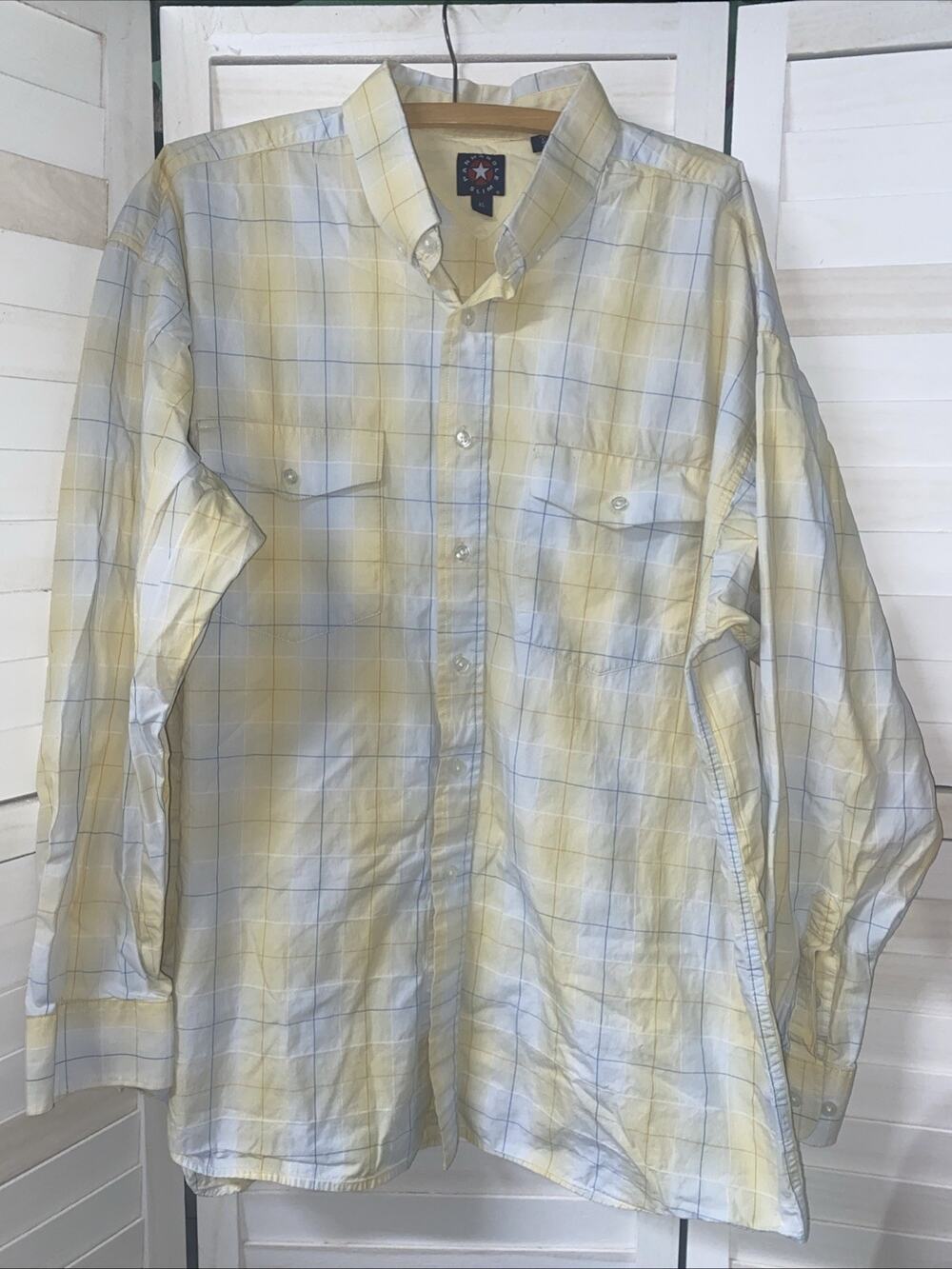 Panhandle Slim Yellow Plaid Button Front Sz XL Western Rodeo Long Sleeves